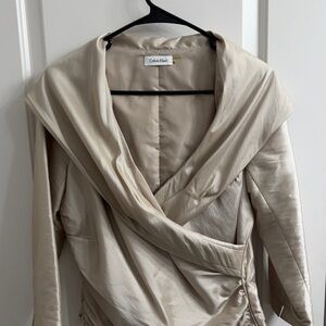 Calvin Klein Women's Beige Draped Wrap Top